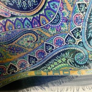 Etro Multicolor Paisley Scarf with Blue and Red Accents